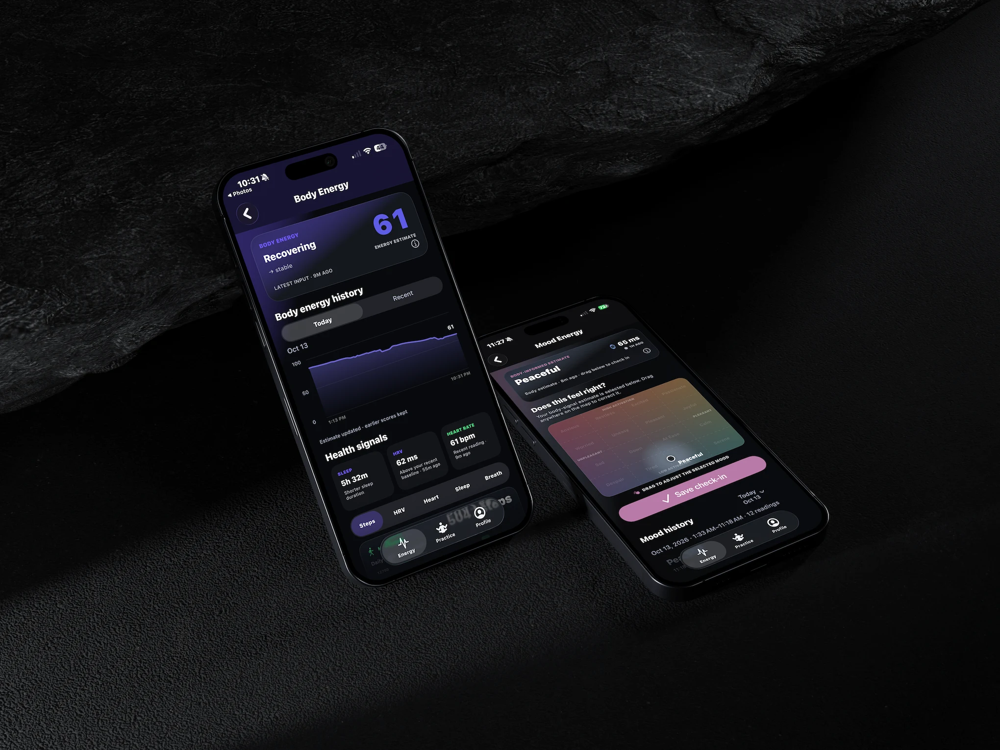 Body Energy signals and mood check-in
