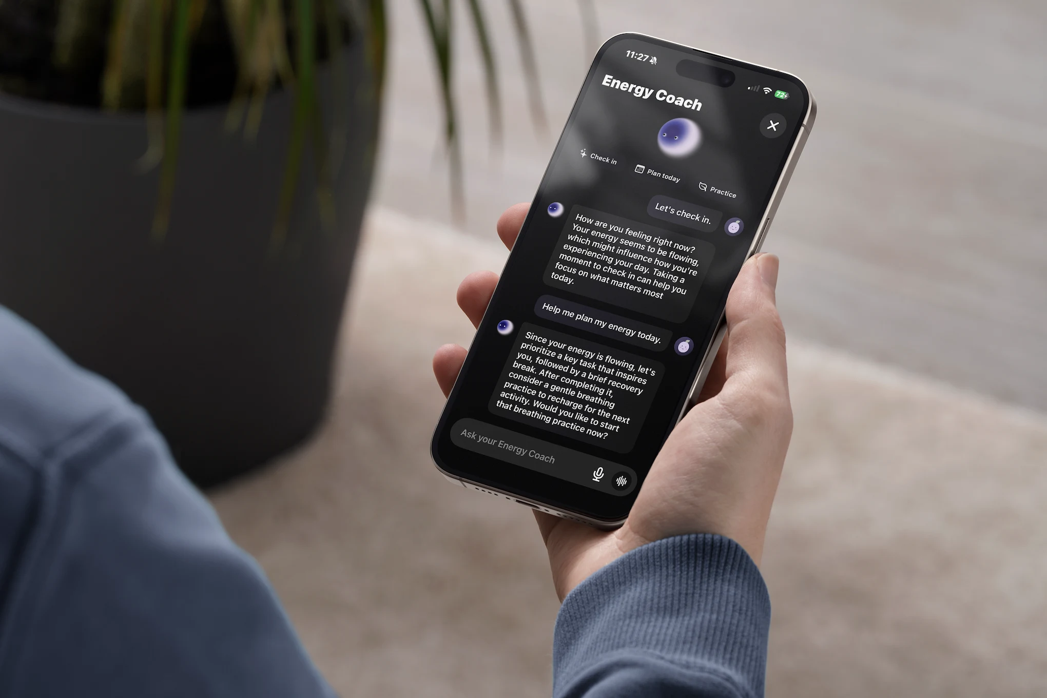 Enlumora Energy Coach on iPhone